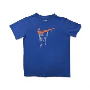 Nike Royal Blue Tee with Vibrant Orange Swoosh